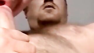 Two young amateurs wank as fat perv services cocks