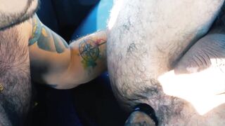 Drew Sebastian bends for Julian Torres deep fisting