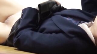 Cam spies a Japanese babe roughly poking her wet hole
