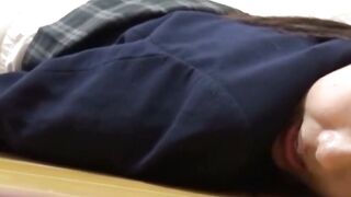 Cam spies a Japanese babe roughly poking her wet hole