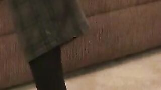 Skinny amateur strokes big cock before cumming