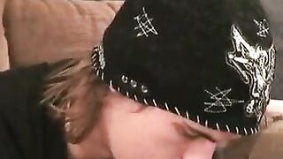 Skinny amateur strokes big cock before cumming