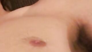 Skinny amateur strokes big cock before cumming