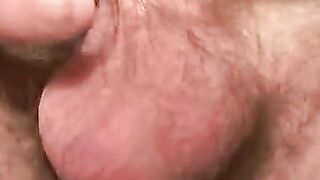 Hairy fat cutie tugs his dick until rock solid