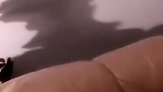 Ebony amateur slurps juicy cock and swollen balls
