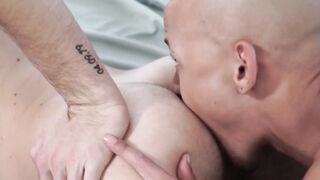 Bald Latino fucks then rims his cute jock lover deep