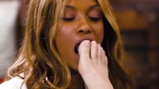 Jezabel Vessir slurps Aiden Ashleyâs interracial pussyjuice