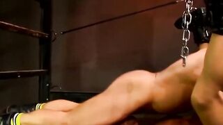 DaddyBondageBoy.com - Interrogator Drake chained up for soldier cock