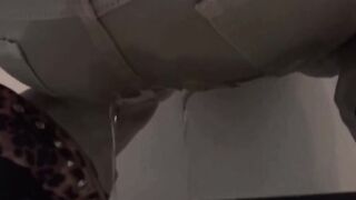Asian lady pees her pants in front of shocked coworkers