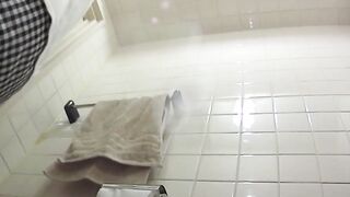 Voyeur sets a cam under toilet to see various pissing pussies