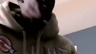 JoeSchmoeXXX.com - Ebony amateur watches porn and tugs his big black cock with lust
