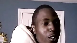 JoeSchmoeXXX.com - Ebony amateur watches porn and tugs his big black cock with lust