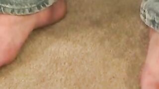 Inked stud teases butthole while jerking solo