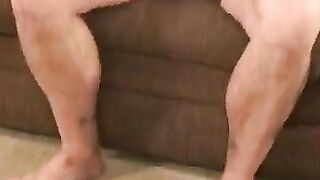 Inked stud teases butthole while jerking solo