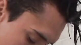Latino twinks swap sloppy blowjobs then rough bareback