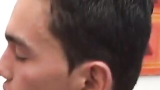 Young Latino teases with toys before bareback breeding
