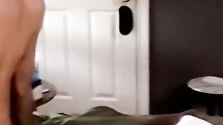 Bearded amateur smokes while mouth milks his dick