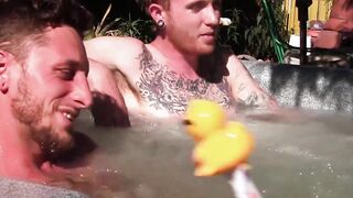 Big dicked Corey Gunz and Dom Ty stroke cocks in the jacuzzi