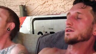 Big dicked Corey Gunz and Dom Ty stroke cocks in the jacuzzi