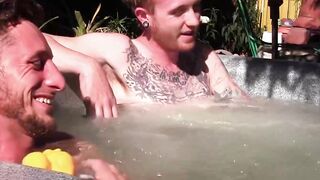 Big dicked Corey Gunz and Dom Ty stroke cocks in the jacuzzi