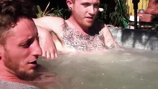 Big dicked Corey Gunz and Dom Ty stroke cocks in the jacuzzi