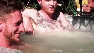 Big dicked Corey Gunz and Dom Ty stroke cocks in the jacuzzi