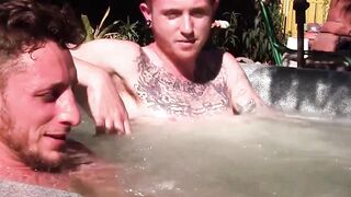 Big dicked Corey Gunz and Dom Ty stroke cocks in the jacuzzi