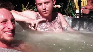 Big dicked Corey Gunz and Dom Ty stroke cocks in the jacuzzi