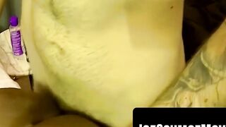 Amateur tugs dick to porn till creamy explosion