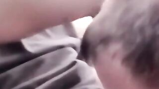 Amateur feeds chubbydaddy cock then unloads cum