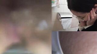 Spycam captures three tasty pussies releasing hot piss