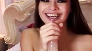 Deepthroat Webcam Fun with Epic Dildo