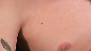 Rough thug wanks cock with inked hand and cums