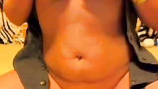 Brunette Webcam Girl Goes Bra-less and Bares All
