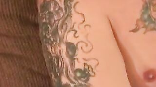 Tattooed stud relaxes before jerking to cumshot
