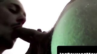 Black bottom stuffed raw with thick white amateur cock