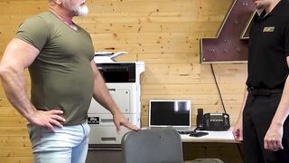 Fat detainee Rick Kelson fucks officer Jack Hunter