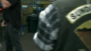 Intense Biker Gang Gangbang Public