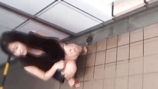 Japanese babe dashes for hidden nook to unleash pee stream