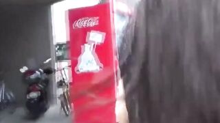 Japanese babe dashes for hidden nook to unleash pee stream