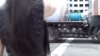 Japanese babe dashes for hidden nook to unleash pee stream