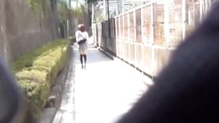 Peeping lens grabs Asian vixen peeing next to her vehicle