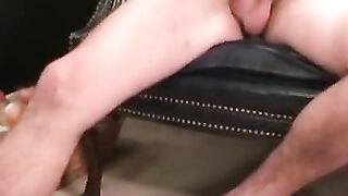 Nerdy amateur jerks hairy shaft and shoots cum
