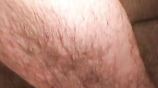Nerdy amateur jerks hairy shaft and shoots cum