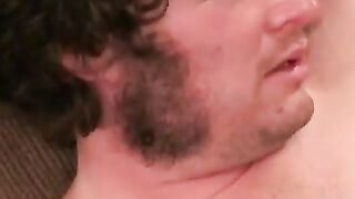 Nerdy amateur jerks hairy shaft and shoots cum