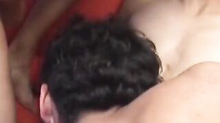 Petite Latinos go down then get dirty in bareback orgy