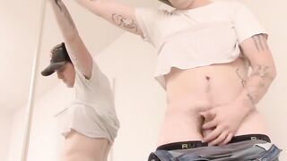Tattooed Lex Lane jerks alone till thick cumshot