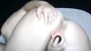 Playing with my dildo and showing off my big tits on webcam
