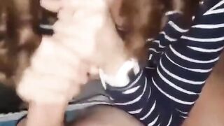 American Blonde Gives Blowjob in Car