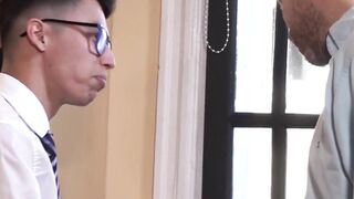 Young man rimmed by daddy before brutal raw ass pounding